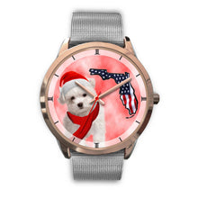 Load image into Gallery viewer, Cute Maltese On Christmas Florida Golden Wrist Watch-Free Shipping