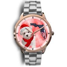Load image into Gallery viewer, Cute Maltese On Christmas Florida Golden Wrist Watch-Free Shipping