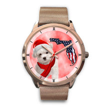 Load image into Gallery viewer, Cute Maltese On Christmas Florida Golden Wrist Watch-Free Shipping