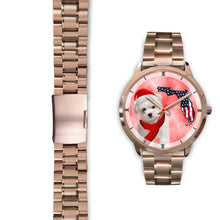 Load image into Gallery viewer, Cute Maltese On Christmas Florida Golden Wrist Watch-Free Shipping