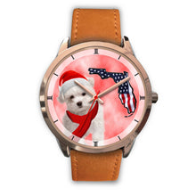 Load image into Gallery viewer, Cute Maltese On Christmas Florida Golden Wrist Watch-Free Shipping