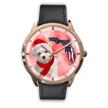 Load image into Gallery viewer, Cute Maltese On Christmas Florida Golden Wrist Watch-Free Shipping