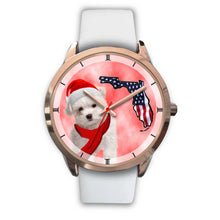 Load image into Gallery viewer, Cute Maltese On Christmas Florida Golden Wrist Watch-Free Shipping