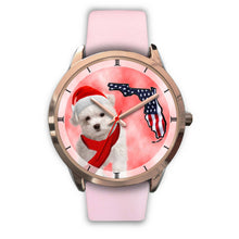 Load image into Gallery viewer, Cute Maltese On Christmas Florida Golden Wrist Watch-Free Shipping