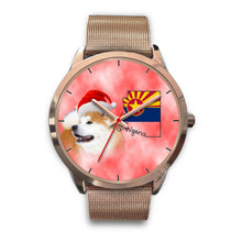 Load image into Gallery viewer, Akita Dog On Christmas Arizona Golden Wrist Watch-Free Shipping