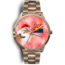 Load image into Gallery viewer, Akita Dog On Christmas Arizona Golden Wrist Watch-Free Shipping