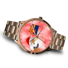 Load image into Gallery viewer, Akita Dog On Christmas Arizona Golden Wrist Watch-Free Shipping