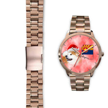 Load image into Gallery viewer, Akita Dog On Christmas Arizona Golden Wrist Watch-Free Shipping
