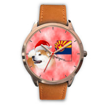 Load image into Gallery viewer, Akita Dog On Christmas Arizona Golden Wrist Watch-Free Shipping