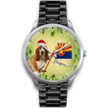 Load image into Gallery viewer, Cute Basset Hound On Christmas Arizona Silver Wrist Watch-Free Shipping