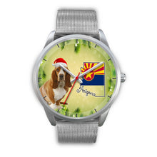 Load image into Gallery viewer, Cute Basset Hound On Christmas Arizona Silver Wrist Watch-Free Shipping