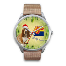 Load image into Gallery viewer, Cute Basset Hound On Christmas Arizona Silver Wrist Watch-Free Shipping