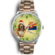Load image into Gallery viewer, Cute Basset Hound On Christmas Arizona Silver Wrist Watch-Free Shipping