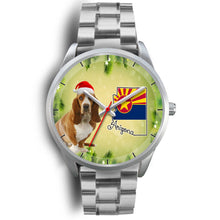 Load image into Gallery viewer, Cute Basset Hound On Christmas Arizona Silver Wrist Watch-Free Shipping