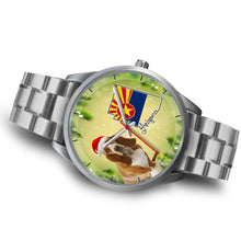 Load image into Gallery viewer, Cute Basset Hound On Christmas Arizona Silver Wrist Watch-Free Shipping
