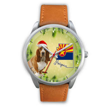 Load image into Gallery viewer, Cute Basset Hound On Christmas Arizona Silver Wrist Watch-Free Shipping