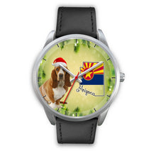 Load image into Gallery viewer, Cute Basset Hound On Christmas Arizona Silver Wrist Watch-Free Shipping