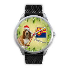 Load image into Gallery viewer, Cute Basset Hound On Christmas Arizona Silver Wrist Watch-Free Shipping