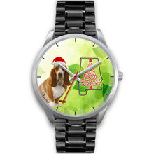 Load image into Gallery viewer, Cute Basset Hound On Christmas Alabama Silver Wrist Watch-Free Shipping