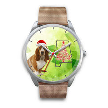 Load image into Gallery viewer, Cute Basset Hound On Christmas Alabama Silver Wrist Watch-Free Shipping