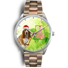 Load image into Gallery viewer, Cute Basset Hound On Christmas Alabama Silver Wrist Watch-Free Shipping