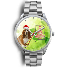 Load image into Gallery viewer, Cute Basset Hound On Christmas Alabama Silver Wrist Watch-Free Shipping