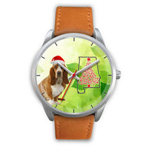 Load image into Gallery viewer, Cute Basset Hound On Christmas Alabama Silver Wrist Watch-Free Shipping