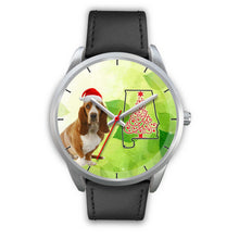 Load image into Gallery viewer, Cute Basset Hound On Christmas Alabama Silver Wrist Watch-Free Shipping