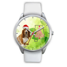 Load image into Gallery viewer, Cute Basset Hound On Christmas Alabama Silver Wrist Watch-Free Shipping