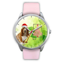 Load image into Gallery viewer, Cute Basset Hound On Christmas Alabama Silver Wrist Watch-Free Shipping