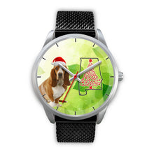 Load image into Gallery viewer, Cute Basset Hound On Christmas Alabama Silver Wrist Watch-Free Shipping