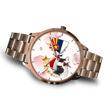 Load image into Gallery viewer, Boston Terrier On Christmas Arizona Golden Wrist Watch-Free Shipping