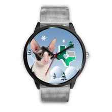 Load image into Gallery viewer, Cornish Rex Cat Texas Christmas Special Wrist Watch-Free Shipping
