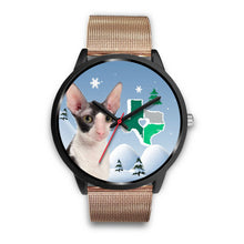 Load image into Gallery viewer, Cornish Rex Cat Texas Christmas Special Wrist Watch-Free Shipping