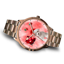 Load image into Gallery viewer, Cute Maltese Arizona Christmas Golden Wrist Watch-Free Shipping