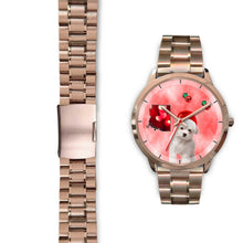 Load image into Gallery viewer, Cute Maltese Arizona Christmas Golden Wrist Watch-Free Shipping