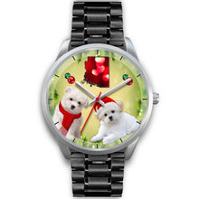Load image into Gallery viewer, Cute Maltese Dog Arizona Christmas Special Silver Wrist Watch-Free Shipping