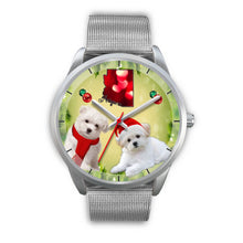 Load image into Gallery viewer, Cute Maltese Dog Arizona Christmas Special Silver Wrist Watch-Free Shipping