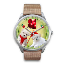 Load image into Gallery viewer, Cute Maltese Dog Arizona Christmas Special Silver Wrist Watch-Free Shipping