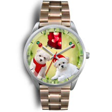 Load image into Gallery viewer, Cute Maltese Dog Arizona Christmas Special Silver Wrist Watch-Free Shipping