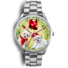 Load image into Gallery viewer, Cute Maltese Dog Arizona Christmas Special Silver Wrist Watch-Free Shipping