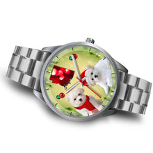 Load image into Gallery viewer, Cute Maltese Dog Arizona Christmas Special Silver Wrist Watch-Free Shipping