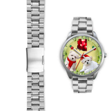 Load image into Gallery viewer, Cute Maltese Dog Arizona Christmas Special Silver Wrist Watch-Free Shipping