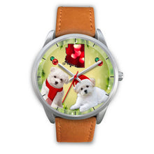 Load image into Gallery viewer, Cute Maltese Dog Arizona Christmas Special Silver Wrist Watch-Free Shipping