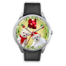 Load image into Gallery viewer, Cute Maltese Dog Arizona Christmas Special Silver Wrist Watch-Free Shipping