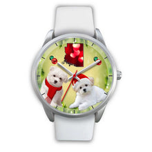 Load image into Gallery viewer, Cute Maltese Dog Arizona Christmas Special Silver Wrist Watch-Free Shipping