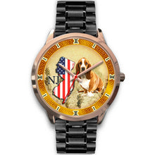Load image into Gallery viewer, Basset Hound New Jersey Christmas Special Rose Gold Wrist Watch-Free Shipping