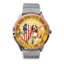Load image into Gallery viewer, Basset Hound New Jersey Christmas Special Rose Gold Wrist Watch-Free Shipping