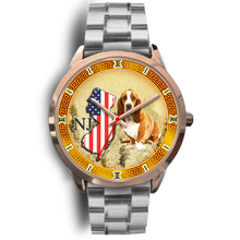Load image into Gallery viewer, Basset Hound New Jersey Christmas Special Rose Gold Wrist Watch-Free Shipping