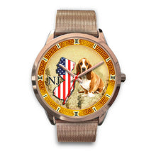 Load image into Gallery viewer, Basset Hound New Jersey Christmas Special Rose Gold Wrist Watch-Free Shipping